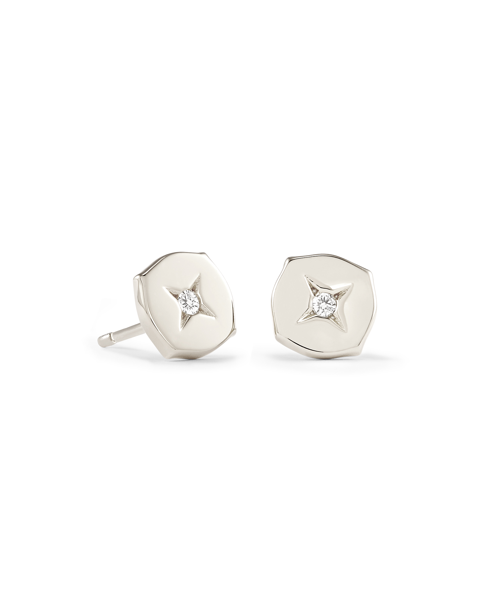 Adanna Sterling Silver Stud Earrings in White Diamond Kendra Scott